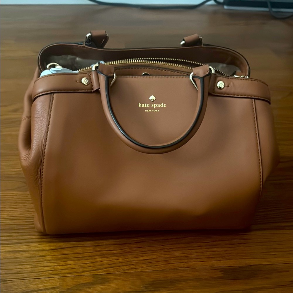 Kate Spade Brown Satchel with Gold Accents